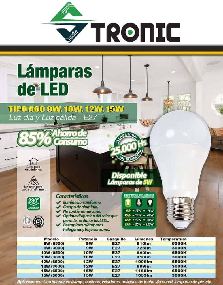 Informacion Bombillo Led 5W 7W 12W 15W Diferencias de Potencia Bombillo Led