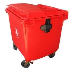contenedor de basura rojo de 660 litros